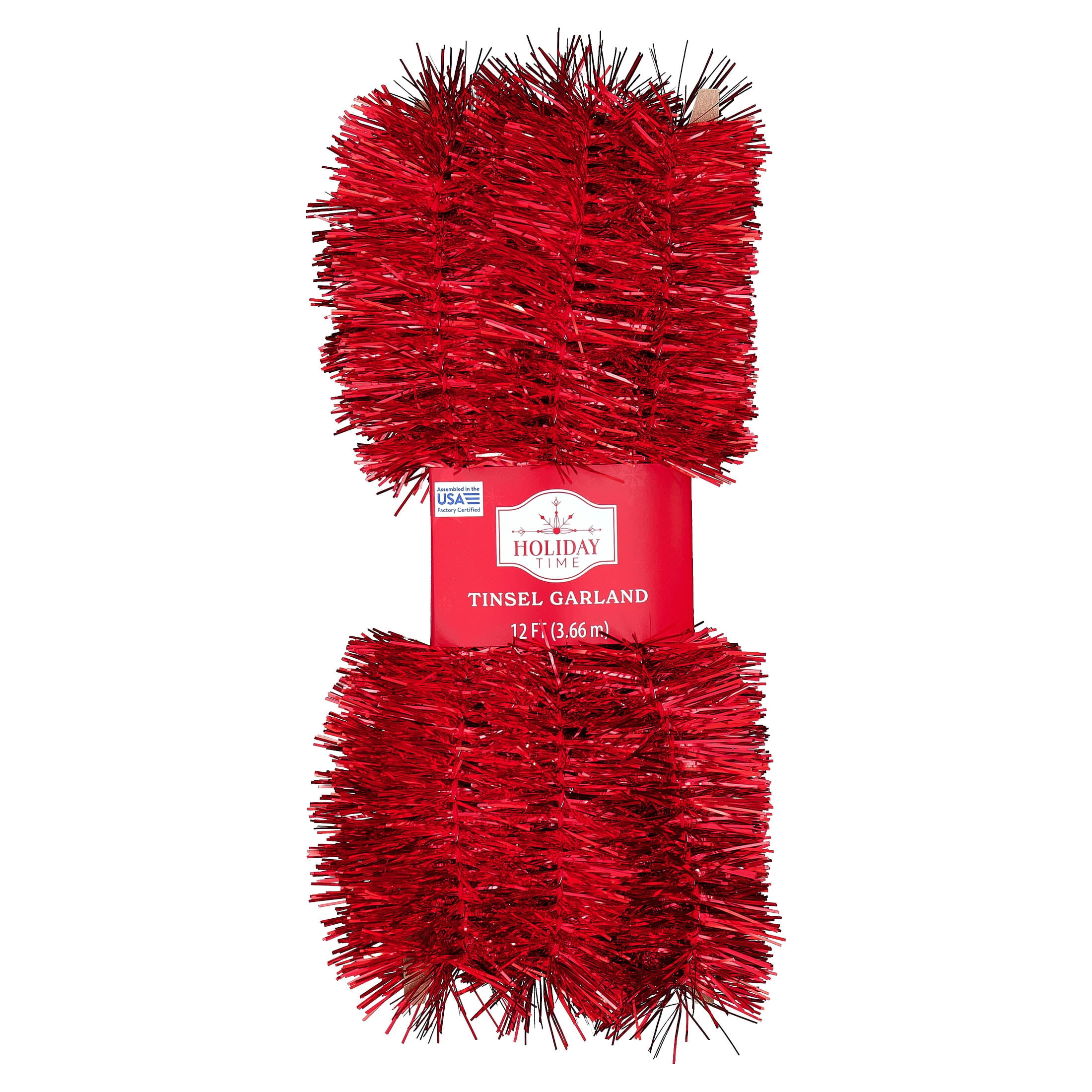 Tinsel Christmas Garland, Red, 12', by Holiday Time