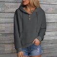 thumbnail image 2 of Towmus Half Button Womens Hoodies Waffle Knit Long Sleeve Drawstring Hooded Sweatshirts for Woman With Pocket, 2 of 5