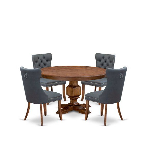 Luxe by East West Furniture 5-Piece Dining Table A Kitchen Table And 4 Platinum Gray Dining Room Chairs