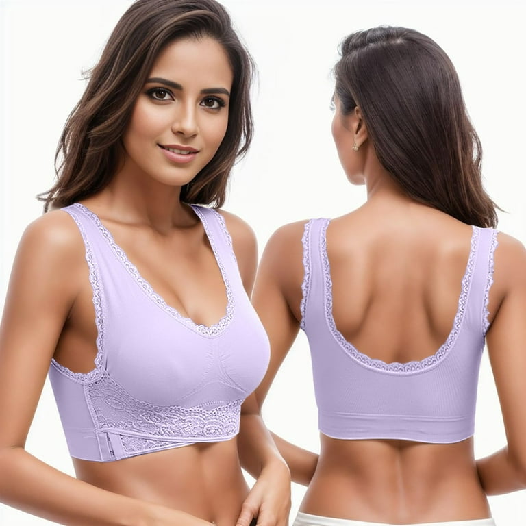 Women Lady Comfy Corset Bra Front Side Buckle Lace Bras Slim and Shape Bra  Wire Push up Bra : : Sports & Outdoors