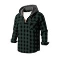 thumbnail image 7 of Men's Plaid Shirt with Chest Pocket,Button Long Sleeve Hooded Pullover Top with Drawstring,Trendy Casual Outfits, 7 of 7