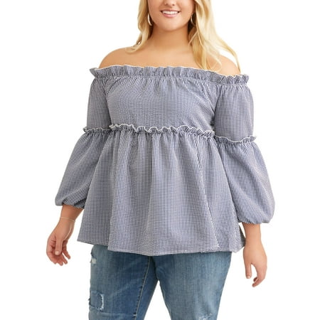 Poof Junior Plus Off the Shoulder Ruffle Blouse
