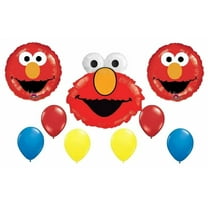 Sesame Street ELMO 9 Piece Birthday Decoration Supplies Mylar and Latex Balloons Party Set