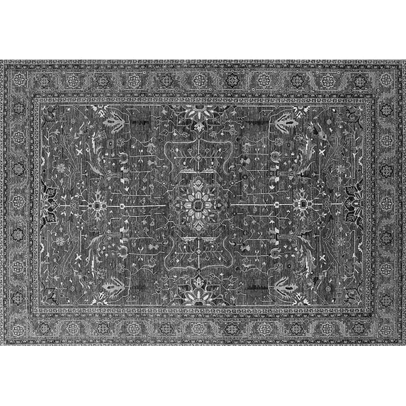 Ahgly Company Indoor Rectangle Oriental Gray Industrial Area Rugs, 7' x 9'