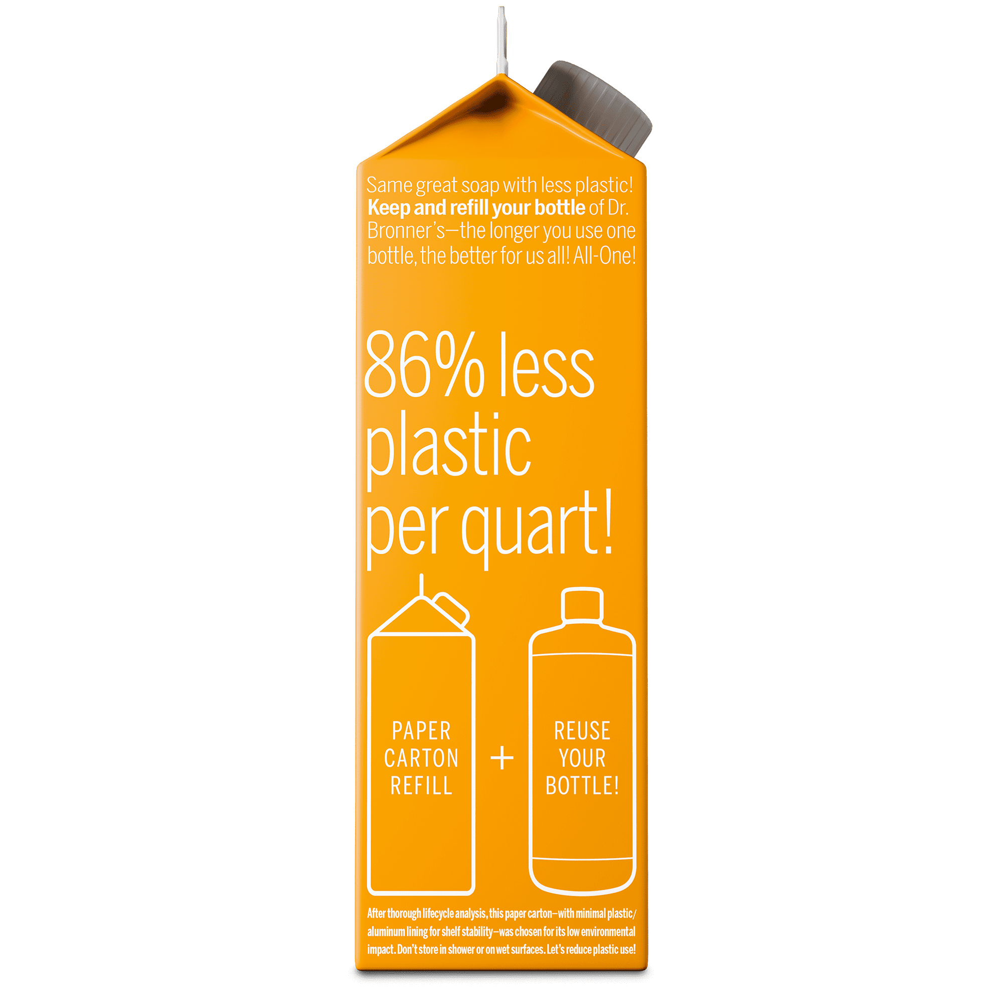 Dr. Bronner's Magic Soap Refill - Citrus - Pure-Castile Liquid Soap Carton - 32 oz – for face, body wash, hands