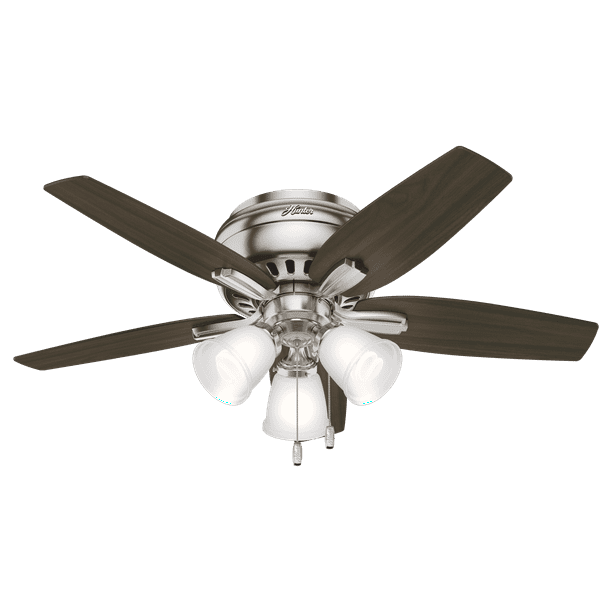Hunter 42 Newsome Brushed Nickel Ceiling Fan With Light Kit And Pull Chain Com Hunter 42 Newsome Brushed Nickel, Hunter Ceiling Fan Light Bulb Wattage