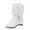 White, variant on WEAIXIMIUNG High Knee Boots for Women Wide Calf Brown Ladies Fashion Leather Belt Buckle Decoration Elevated Thick Sole Short Boots