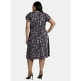 thumbnail image 3 of Terra & Sky Women's Plus Size Midi Flutter Sleeve Dress, Sizes 0X-5X, 3 of 4