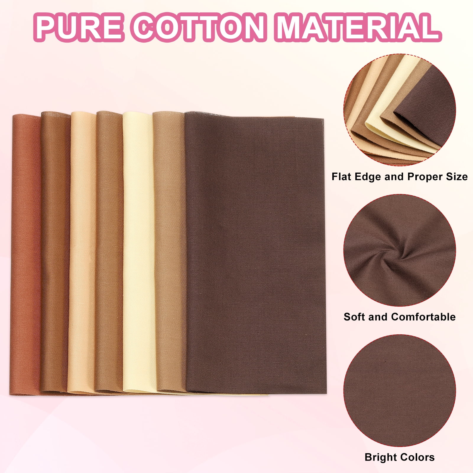 Uxcell Cotton Fabric Bundles, 35 Pcs 10 x 10 Inch Fat Quarter Solid Color Precut Fabric Squares for Sewing Patchwork Quilting DIY Crafts, Brown