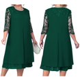 thumbnail image 2 of Vestido de con Bordado Floral y 1/2 para Invitada de Boda, Talla Grande, para Mujer. Verde Oscuro 1XL, 2 of 6