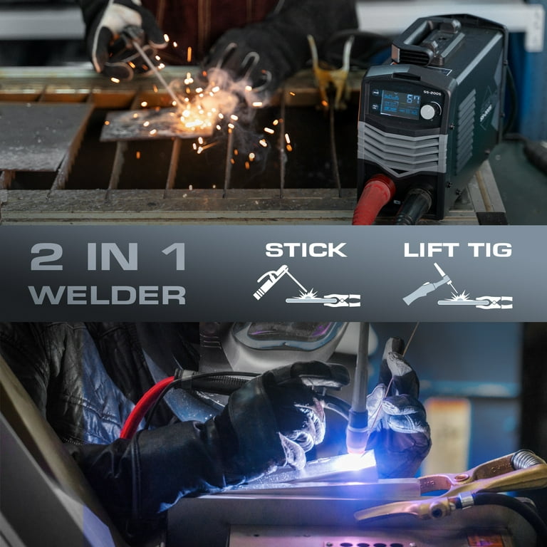 Sunstac 200A Stick Welder ARC Lift TIG Welding Machine with VRD Optional LCD Display MMA Welder Machine 110V 220V with Hot Start Arc Force and