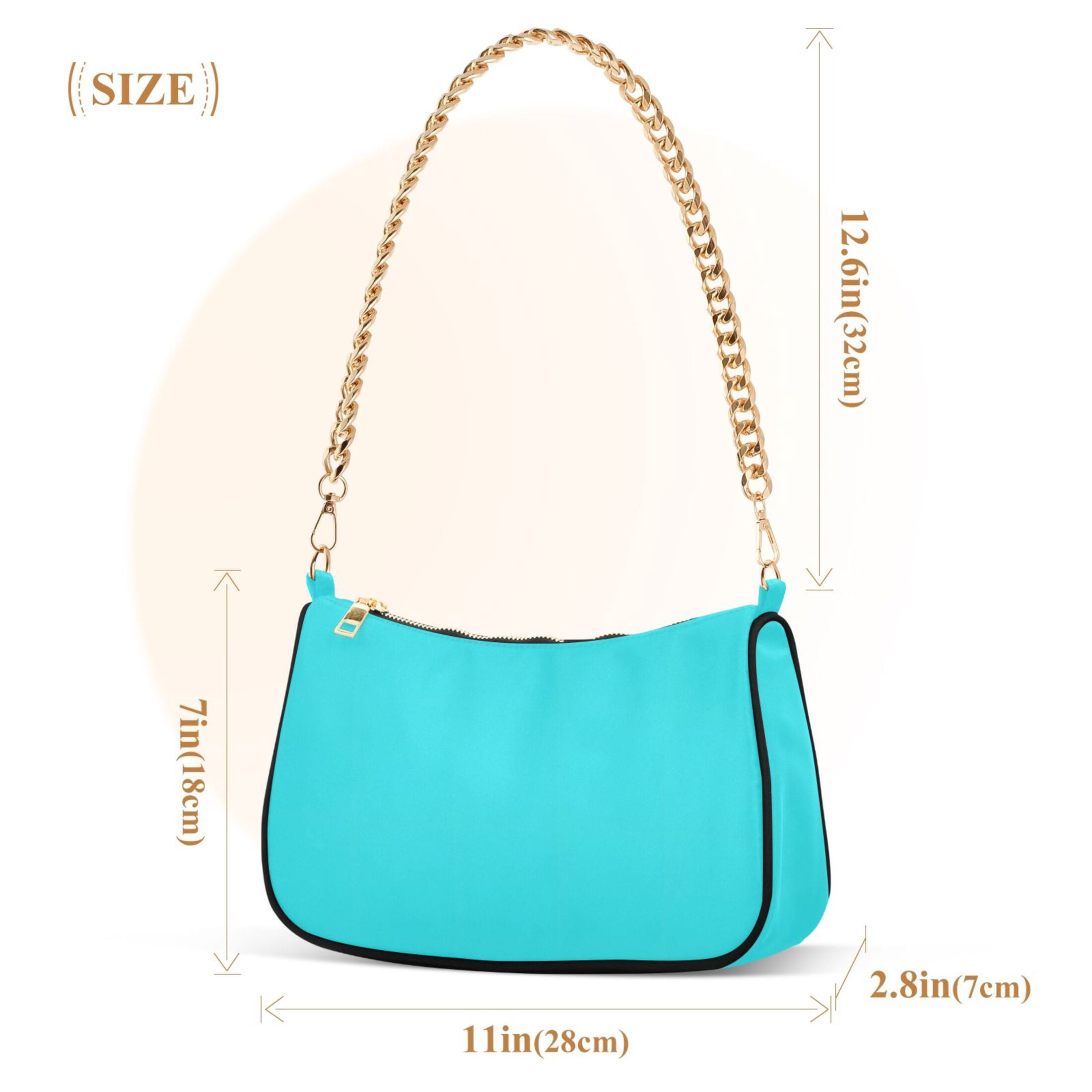 Ryvnso Turquoise Womens Chain Shoulder Bag Tote Handbags Clutch Hobo Purse with Zipper for Travel