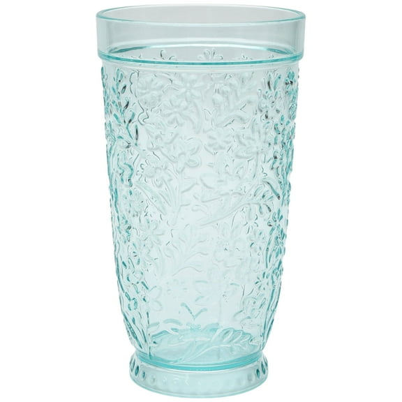 The Pioneer Woman 24-Ounce Embossed Tritan Ditsy Tall Tumbler, Teal