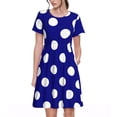 thumbnail image 1 of Fotbe Navy And White Polka Dot Vestido Largo de Moda para Mujer, Vestido Tipo Camiseta con Manga Corta y Estilo Casual a Rayas y Bloques de Color, 1 of 6