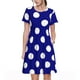 thumbnail image 1 of Fotbe Navy And White Polka Dot Vestido Largo de Moda para Mujer, Vestido Tipo Camiseta con Manga Corta y Estilo Casual a Rayas y Bloques de Color, 1 of 6
