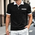 thumbnail image 2 of XDZJLR Polo Shirts For Men Button Open Neck Pocket Casual Loose Comfortable Trendy Sports Lapel Short Sleeved Shirt Blouse Black M, 2 of 6