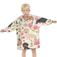 thumbnail image 3 of Dachshund and Flower Blanket Hoodies for Kids 6-13YR Oversize Wearable Blanket Hoodies for Boys Girls Teens, 3 of 7