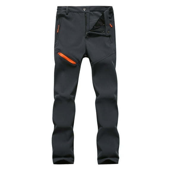 Telankuip Winter Thicken Climb Hiking Pants for Men Warm Windproof Outdoor Fishing Camping Mountain Ski Tapered Leg Thermal Trousers Simple Comfortable Workout Joggers Grey XL