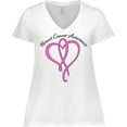 thumbnail image 3 of Inktastic Breast Cancer Awareness with Pink Ribbon Heart Women's Plus Size V-Neck T-Shirt, 3 of 5