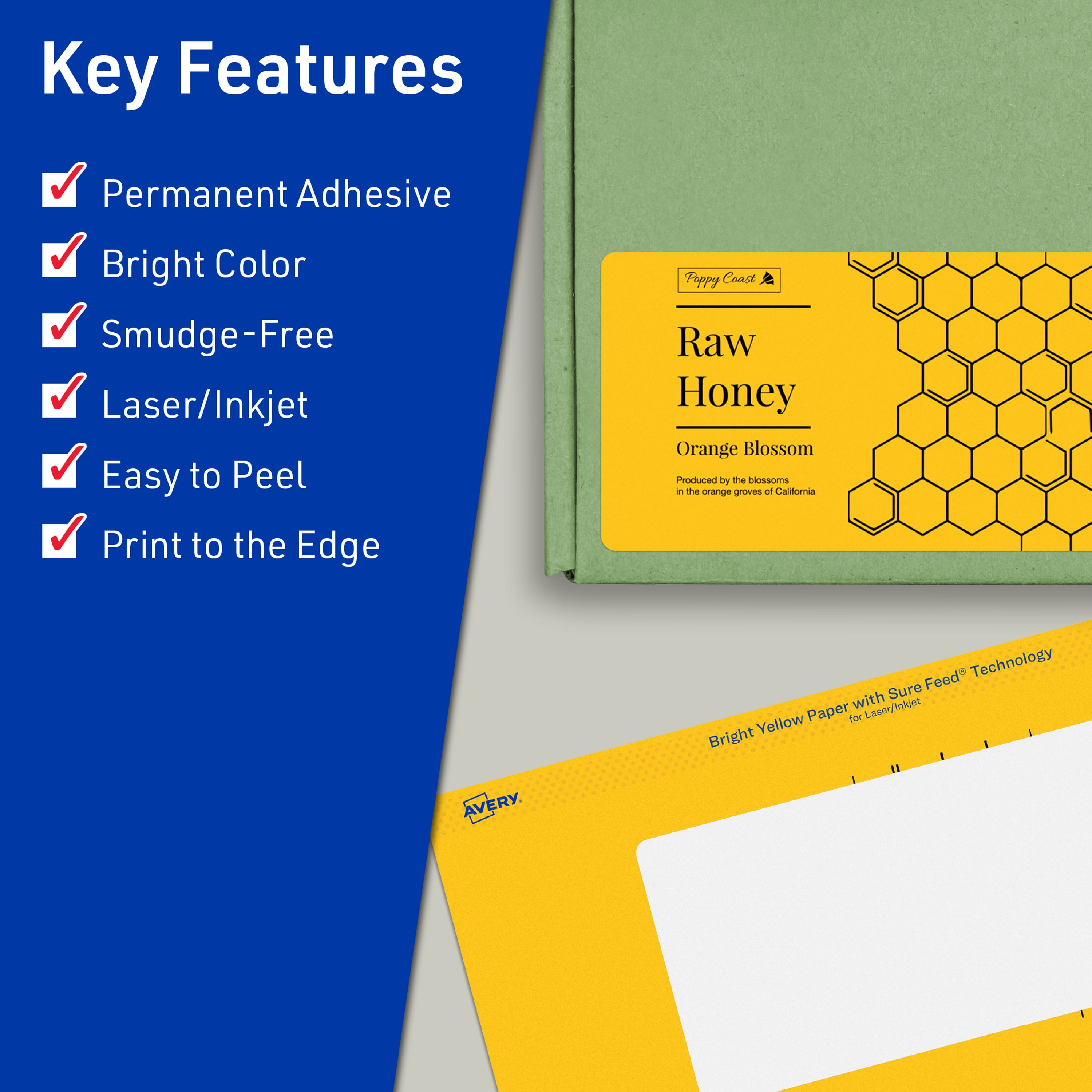 Avery Printable Rectangle Labels, Bright Yellow, 4" x 6", 80ct
