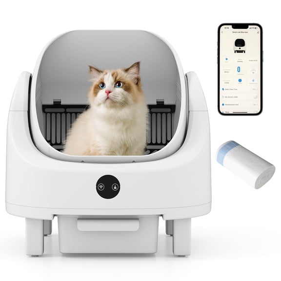 Gymax Self-Cleaning Open-Top Cat Litter Box for Multi-Cat & Senior Cats Home