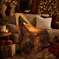 thumbnail image 3 of Western Horse Head Sunset Landscape, Rustic Farmhouse Horse Scene, Warm Flannel Blanket for Ranch House and Living Room, Horse Lovers Housewarming Gift, Rustic Home Decor, 3 of 7