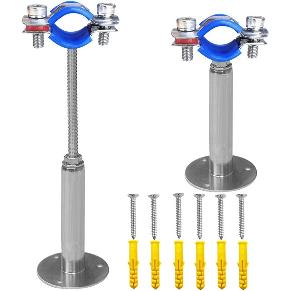 shiyou-2PCS 304 Stainless Steel Adjustable Pipe Supports, Suitable for Pipe OD 15-19mm (0.59"-0.75"), Adjustable Height 100-200mm (3/8")
