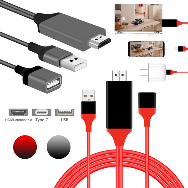 Gwong Electrónica Teléfono con duplicación compatible con HDMI de 1080P a un adaptador convertidor HDTV para iOS / para Android