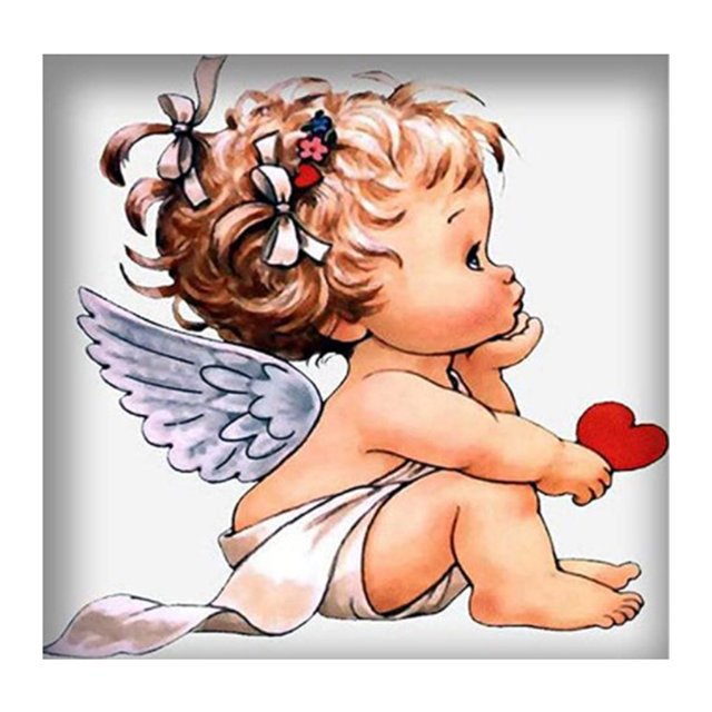 Cuadros Decorativos Kit de pintura de diamantes Ángel niño cuadro de pared de diamantes de imitación redondo completo DQrwqpou Nuevos Originales