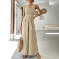 thumbnail image 6 of Puntoco Jumpsuit for women Clearance Womens Summer Solid Casual Sleeveless Suspender Long Jumpsuit Khaki 12(XXL), 6 of 9