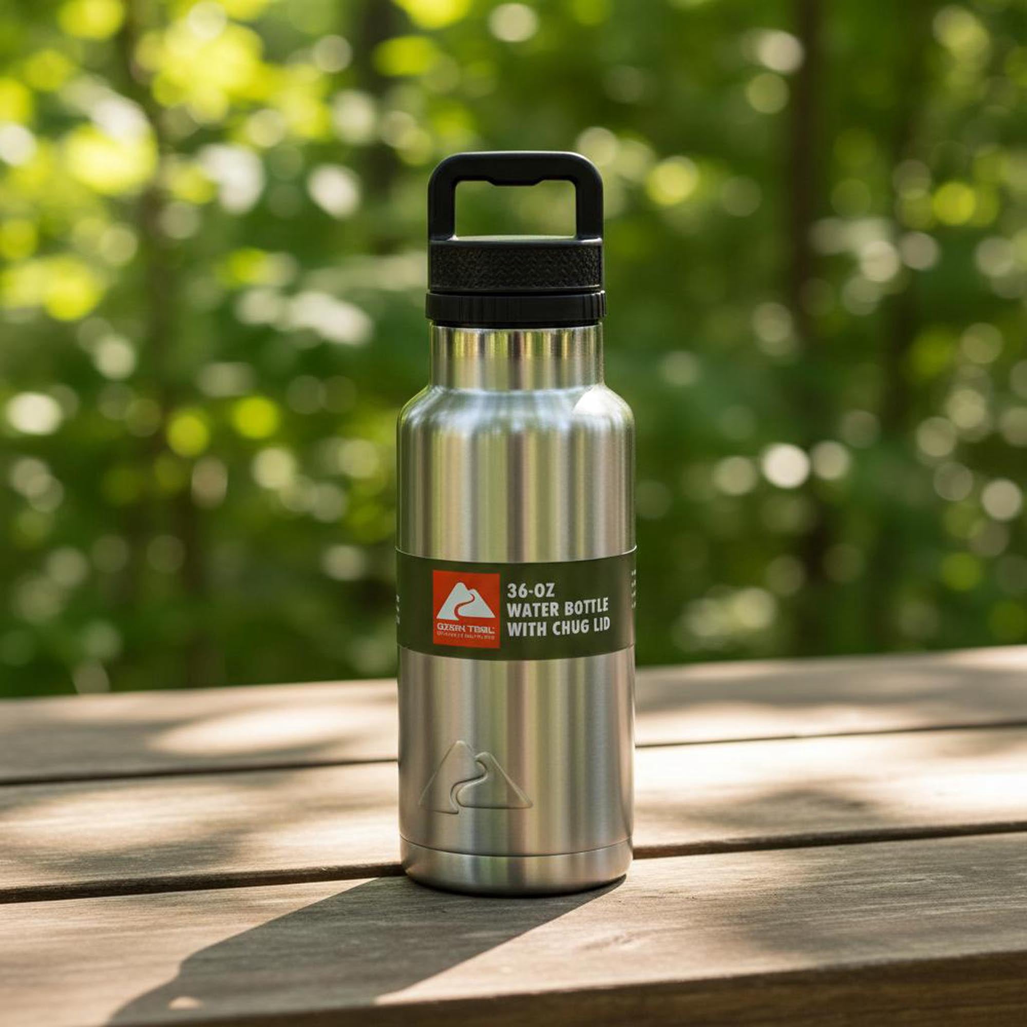 Ozark Trail 36 oz Stainless Steel Insulated Chug Water Bottle, Silver
