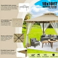 thumbnail image 5 of SANOPY 10'x10' Gazebo Canopy Tent, Assembled Style Wrought Iron Gazebo Tent with 4 Detachable Mosquito Net Sidewalls, Rainproof&Sunproof Gazebo Canopy for Tailgate, Yard, Beach, 5 of 10