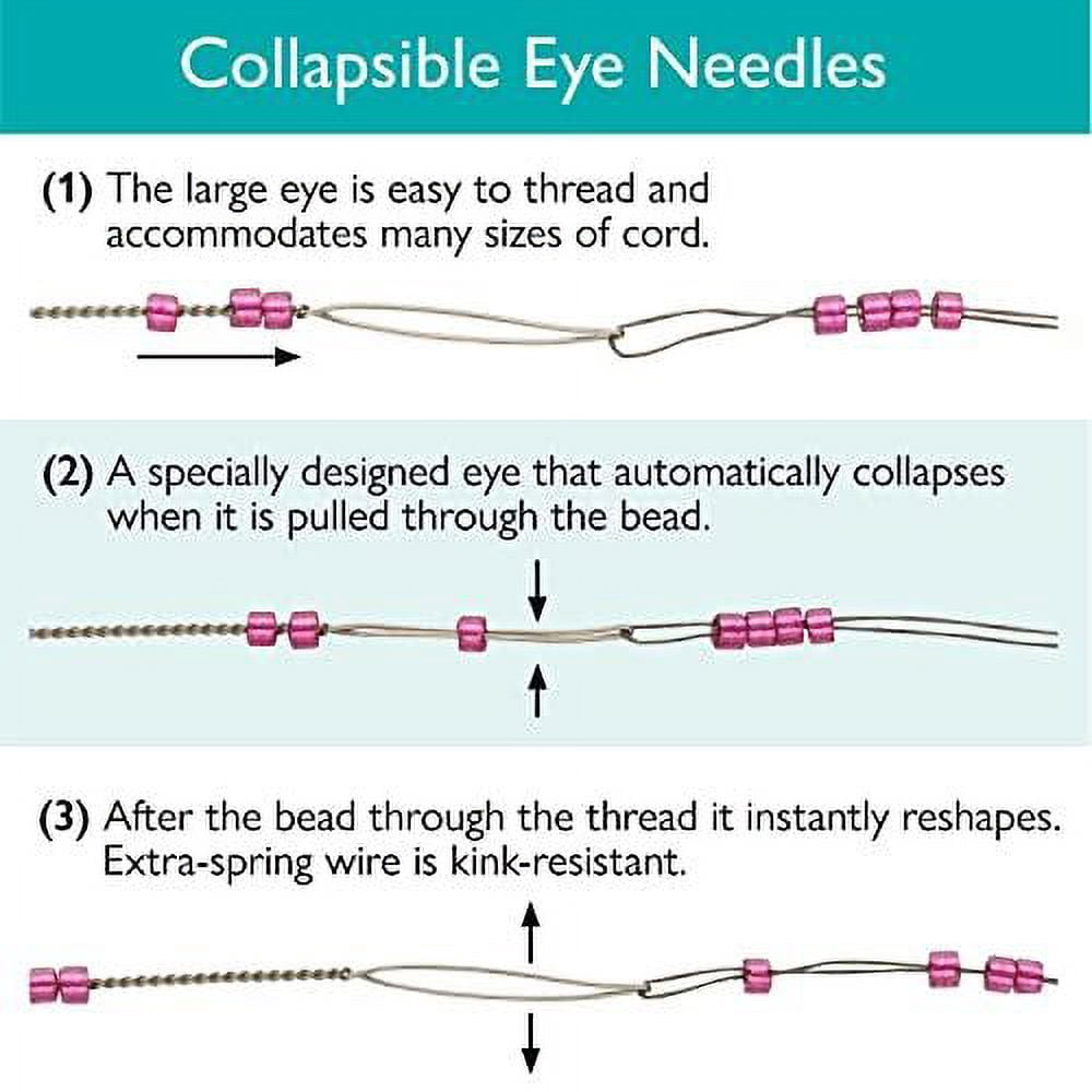 The Beadsmith Basic Elements Collapsible Eye Needles – 2.5 Inch Long – Flexible Twisted Wire – Large Eye, Easy to Thread – 50 Heavy Needles