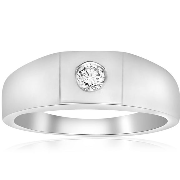 Pompeii Mens White Gold 1/4ct Solitaire Bezel Diamond Ring (H,I1)