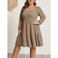 thumbnail image 7 of Cuteduck Women's Plus Size Fall Sweater Dress Long Sleeve Babydoll Dresses with Pocket, 1X-5X, 7 of 7
