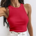 thumbnail image 2 of MEICHEN Short Tops Solid Women's Vest Color Sleeveless Tank Neck Round Women's Blouse Summer Clothing Fall Fashion Essentials, 2 of 4
