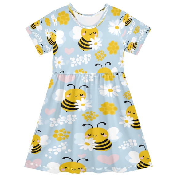 Girls Short Sleeve A-Line Dress Play Dress Honeybee Sizes 2T