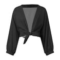 thumbnail image 2 of Lixiuxyad Womens Open Front Cardigan Women's Comfortable Small Sweetheart Top Ruffle Flare Sleeve Solid Chiffon Small Shawl Cardigan,Black, 2 of 4