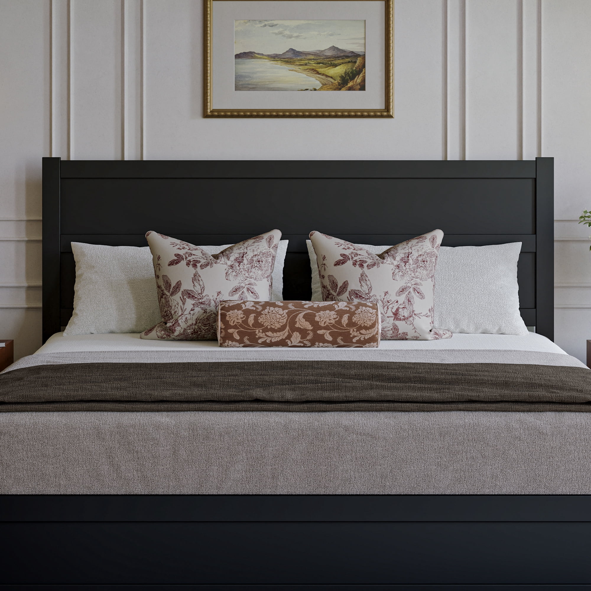 AFI Aveline King Platform Bed with Matching Footboard & Twin XL Trundle, Black