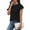 Black#01, variant on Women's Summer T Shirts Tops Oversized Crewneck Pleated Cotton Like Short Sleeve Shirt Casual Solid Round Neck Lightweight Comfy Tee Shirt
