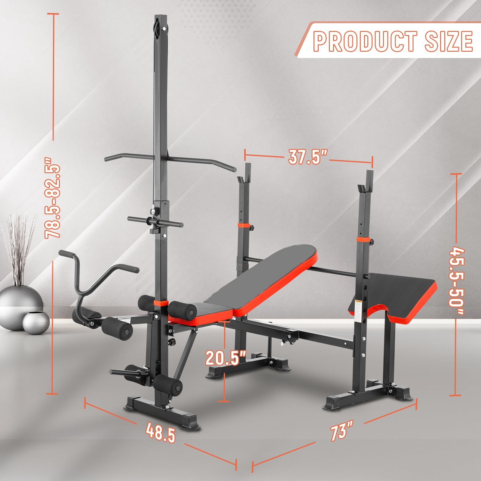 1500LBS 8 in 1 Olympic Weight Bench Set with  Leg Extension and Squat Rack, Adjustable Bench Press Set for Home Gym Full Body Strength Training