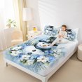 thumbnail image 4 of jejeloiu Christmas Snowmen Oil Painting Rustic Floral Queen Sheet Set,Super Cozy Children Bedding,4 Pieces, 4 of 7