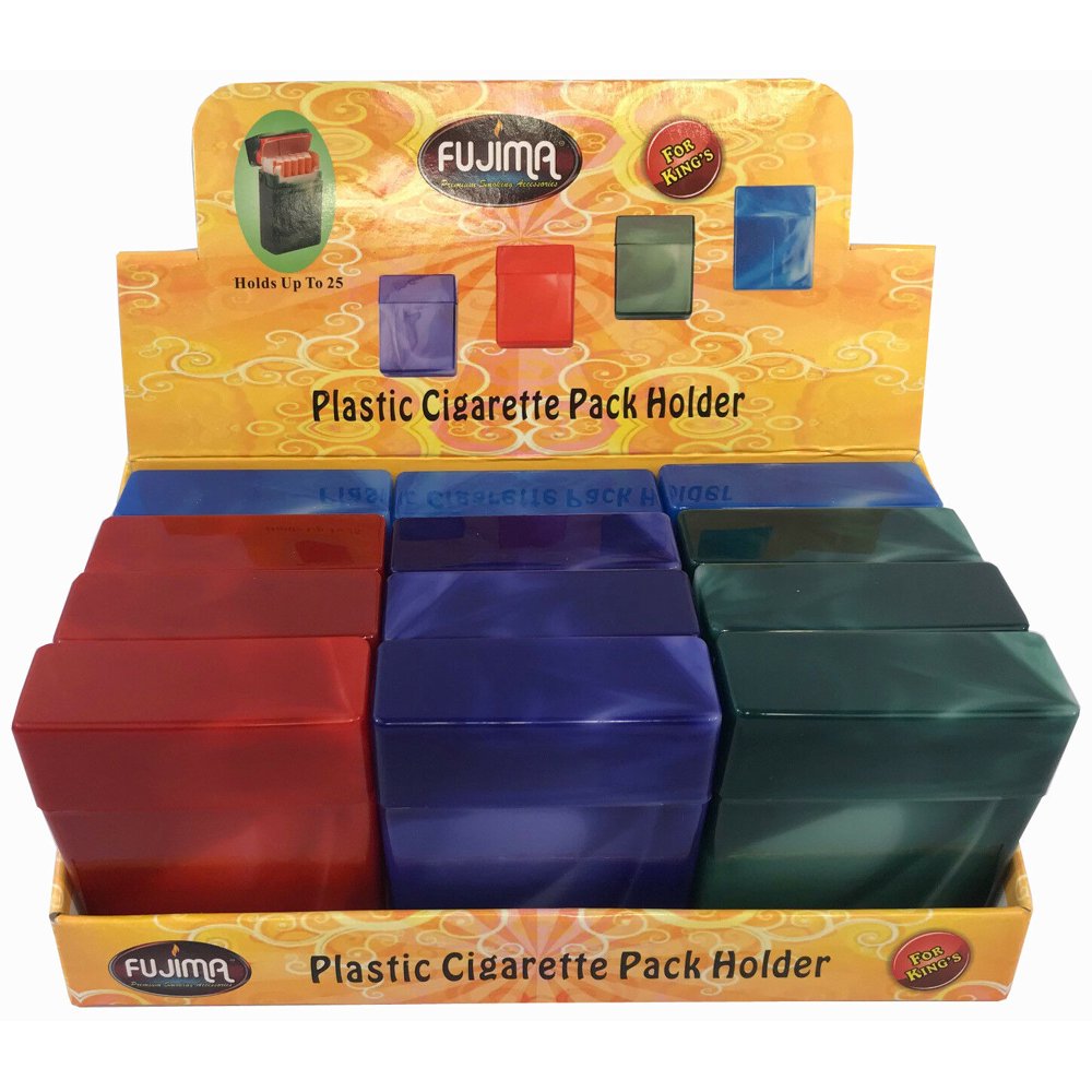 12PK King Size CrushProof Plastic Flip Open Case Holds 25 Cigarettes