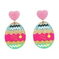 thumbnail image 2 of 1 Pair Easter Egg Earrings Women Elegant Colorful Bunny Flower Pattern Stud Earrings Shining Acrylic Drop Earrings, 2 of 7