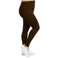 thumbnail image 1 of Gravity Threads Ladies High Waisted Fleece Plus Size Leggings - Coffee, 1 of 1