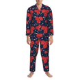thumbnail image 3 of Balery Rose Flower Pijama para Hombre de Dos Piezas con Manga Larga, Conjunto de Dormir y Descanso Suave con Bolsillos-Large, 3 of 7