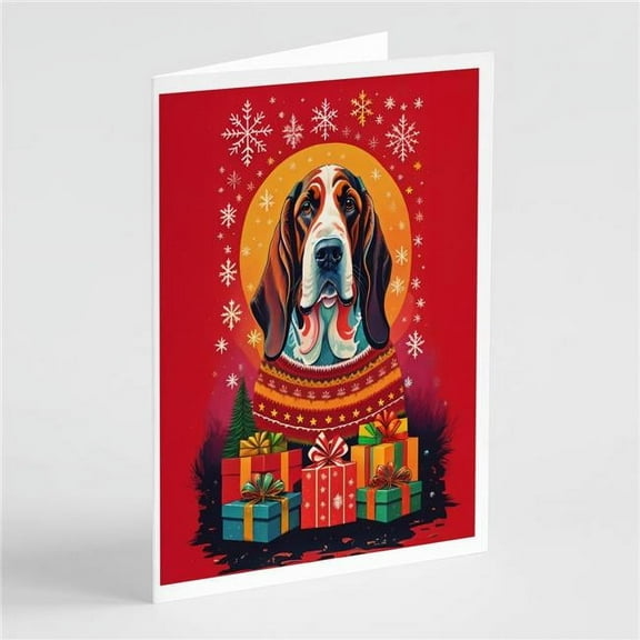 Basset Hound Holiday Christmas Greeting Cards Pack of 8 7 in x 5 in