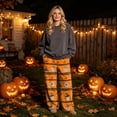 thumbnail image 2 of QWKLEAJ Halloween Pajama Pants Women Flannel Lounge Sleepwear Loose Elastic Waist Long Trousers Festive Party Home Wear Printed Bottom Novelty Holiday Pumpkin Ghost Bat Cat Pajamas, 2 of 6
