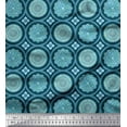 thumbnail image 1 of Soimoi Blue Japan Crepe Satin Fabric Blue Mandala Print Fabric by the Yard 42 Inch Wide, 1 of 3