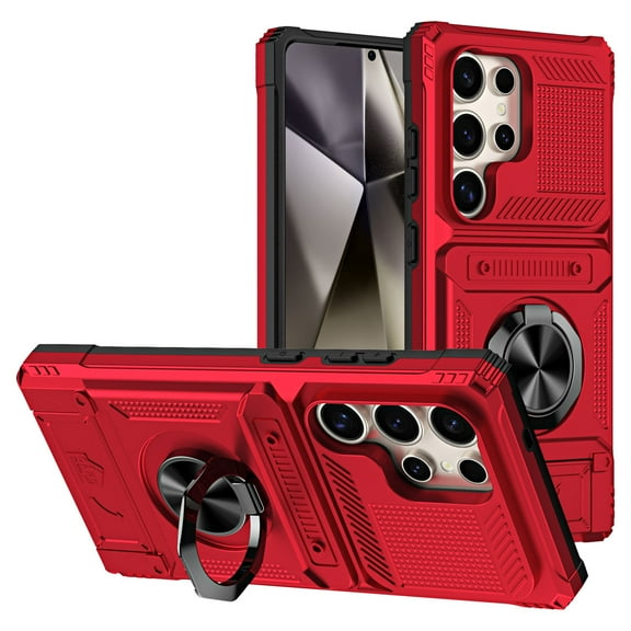For Samsung Galaxy A16 A26 A36 A56 Phone Case Magnetic bracket Card Holder Rotated Ring Kickstand Heavy Shockproof Wallet Case